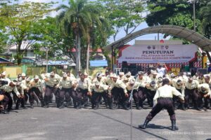 PARA Peserta pelatihan Satpam garapan OIKN, BPVP Kaltim dan Polda Kaltim terlihat bersemangat di akhir kegiatan, beberapa waktu lalu.