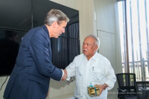 KEPALA OIKN Basuki Hadimuljono ketika menerima kunjungan delegasi Parlemen Swedia di Nusantara, Kaltim, Kamis (9/1/2025).