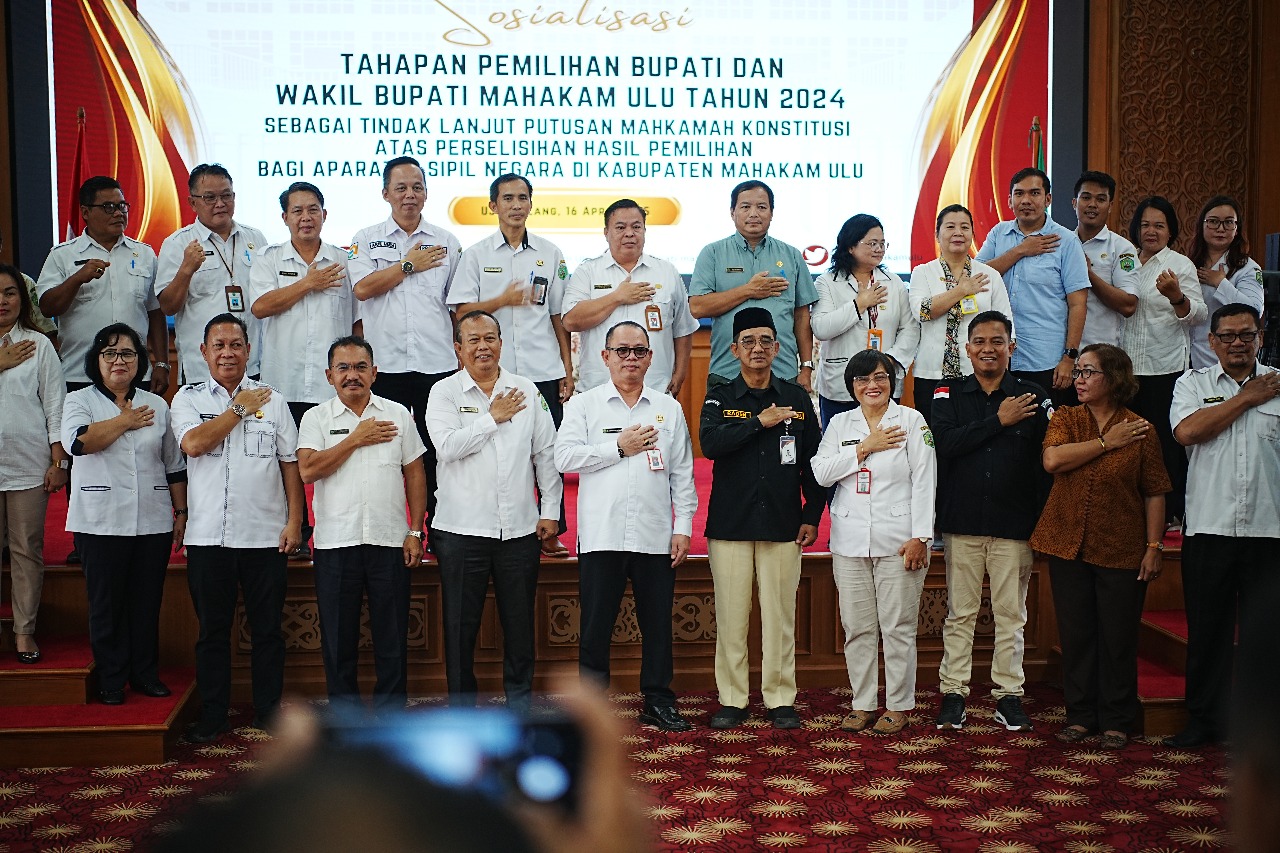 SEKDA Mahulu Stephanus Madang bersama OPD terkait dan penyelenggara pemilu siap menyukseskan PSU di Kabupaten Mahulu.