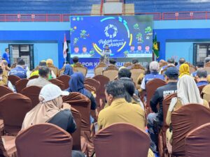 SUASANA kegiatan Porkopri II di Kabupaten Kutai Timur yang digelar di GOR Kudungga Senin (24/11/2025).