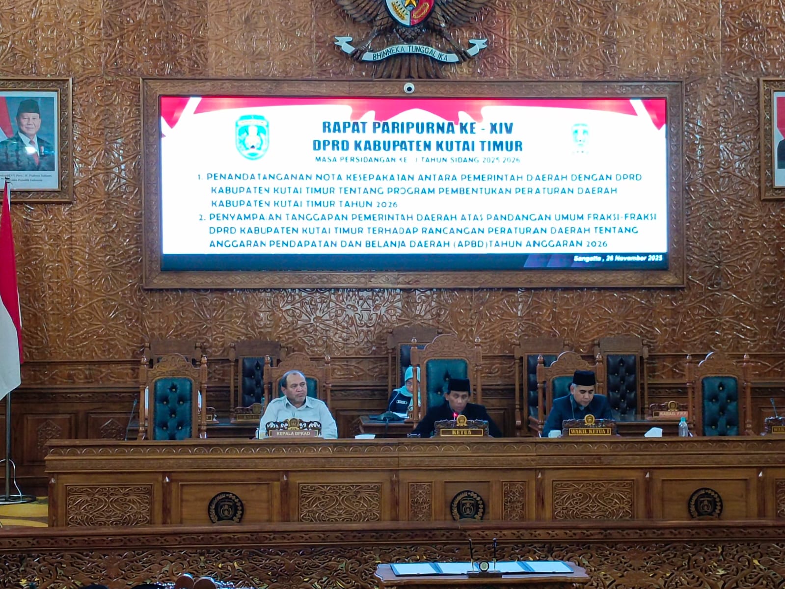 SUASANA Rapat paripurna ke XIV membahasa Propemperda di Gedung DPRD Kutim.