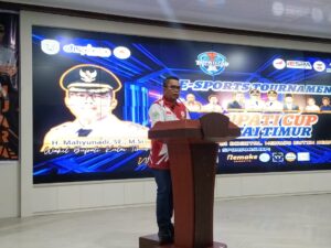 WAKIL Bupati Kutim Mahyunadi menyampaikan apresiatif dan dukungan kepada peserta Turnamen Bupati Cup E-Sport 2025.